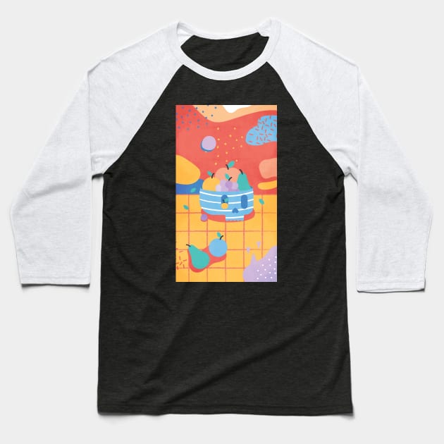 Skull Fruit Bowl Baseball T-Shirt by noeyedeer